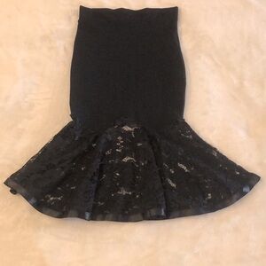 Long form fitted half spandex half lace  skirt.